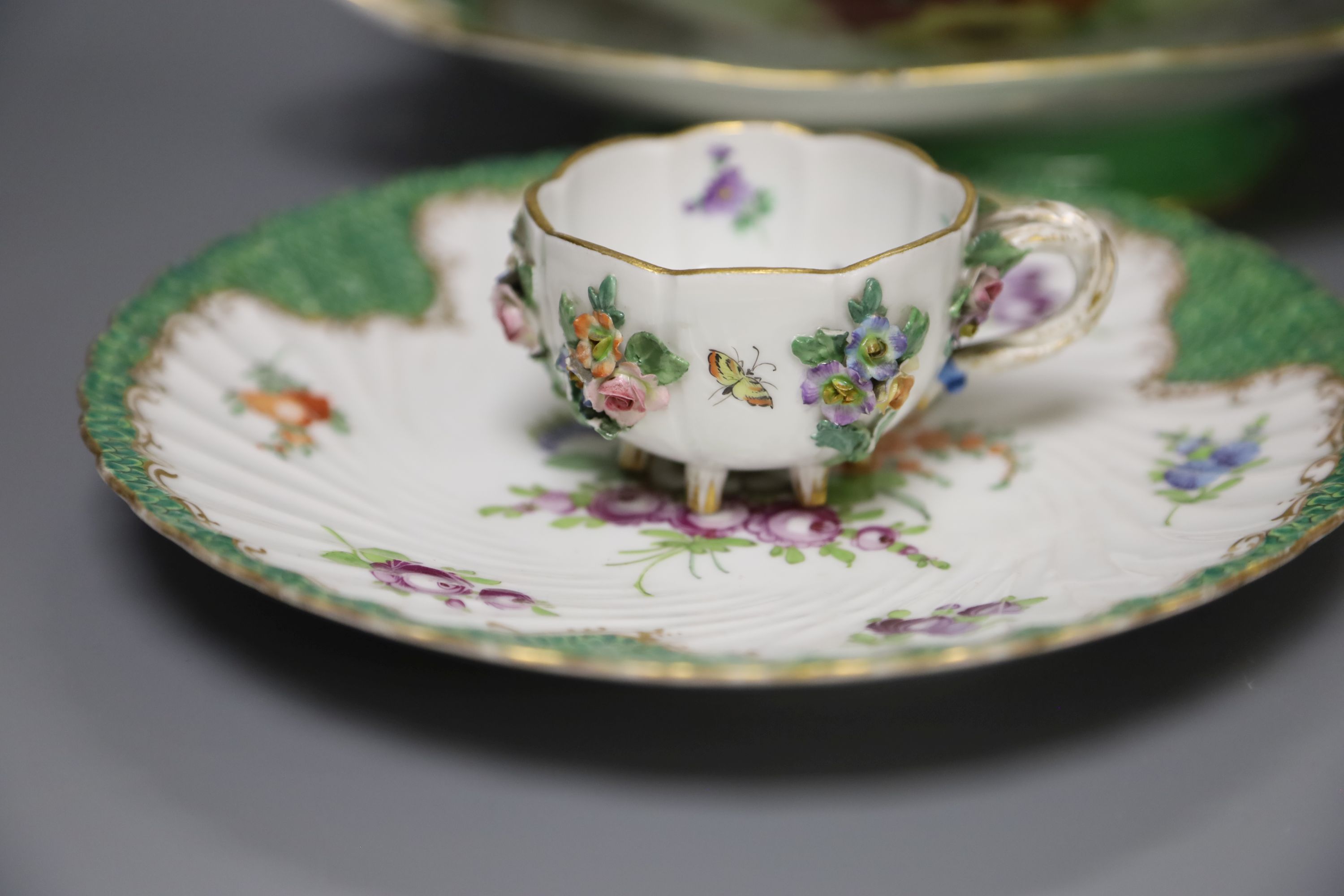 A group of Dresden and flower painted porcelain